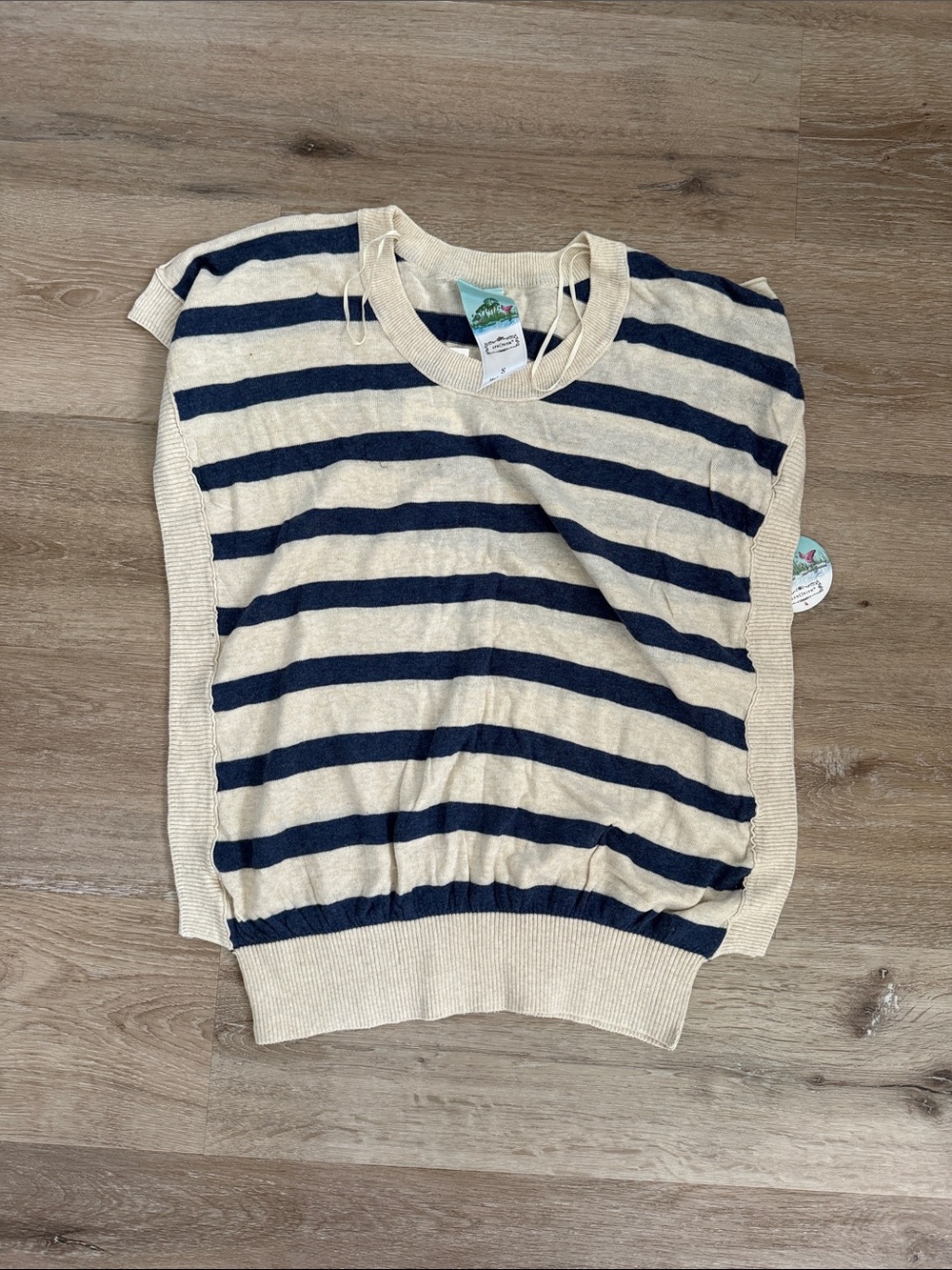 Aphorism Navy and Cream Striped Crewneck Sweater